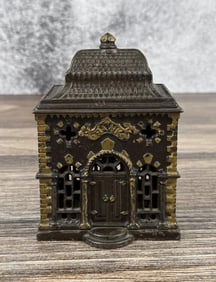 J&E Stevens Roof Bank Cast Iron Bank