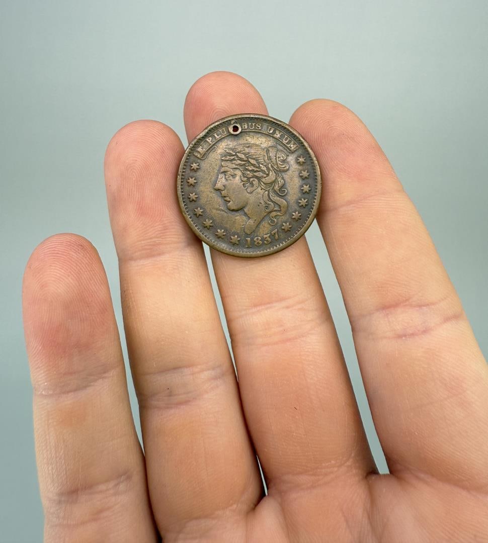 1837 Hard Times Token: Millions for Defense Not One Cent Fortitude