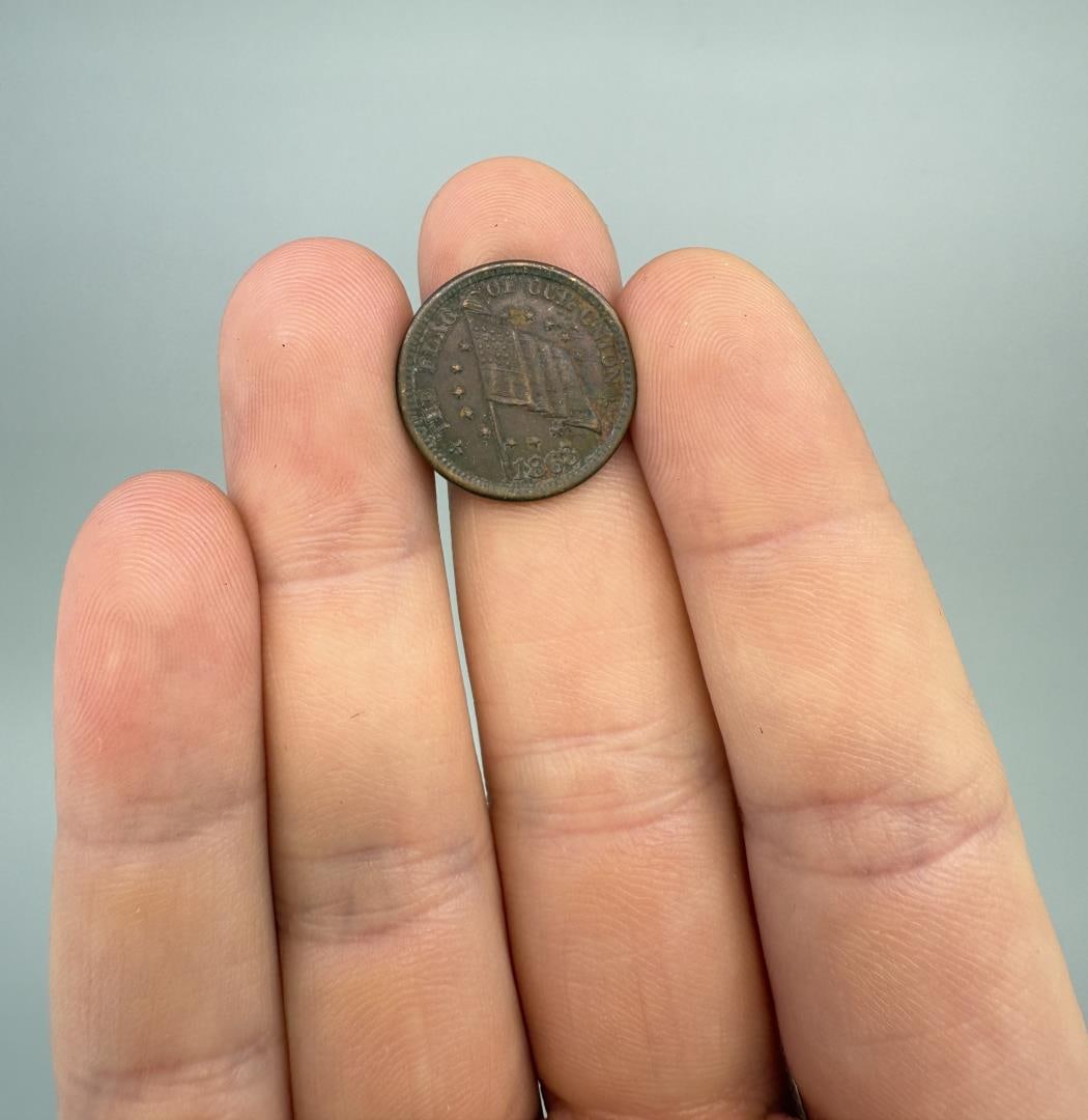 1863 Civil War Merchant Token Dix: The flag of our Union.