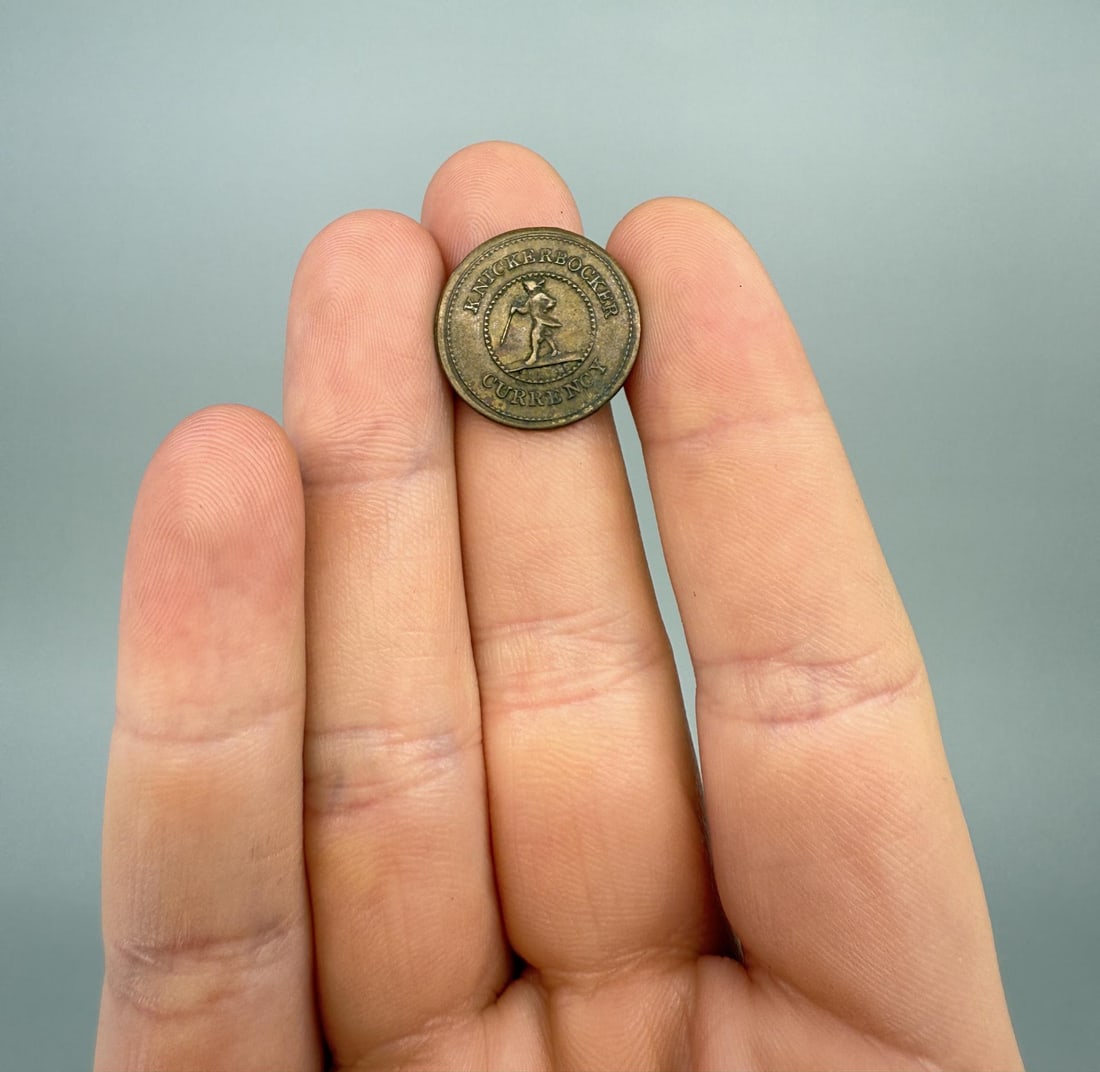 1863 Civil War Knickerbocker Currency Trade Token: Good for 1 Cent.