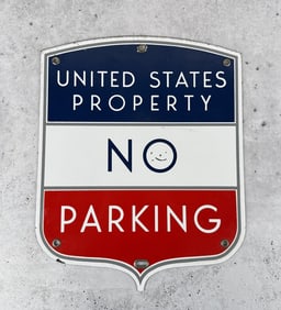 Porcelain United States Property No Parking Sign