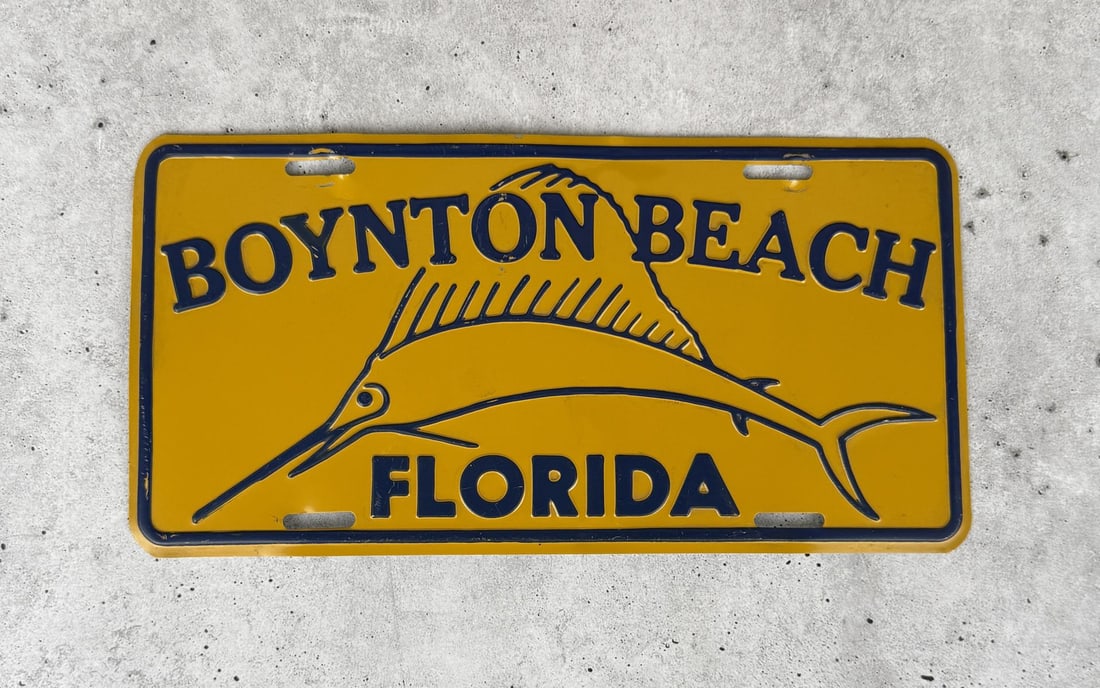 Boynton Beach Florida License Plate Topper Booster: 6" by 11 3/4". Original.