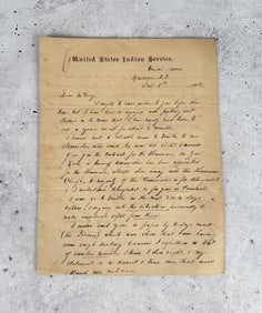 Indian Territory Agent Dew Moore Wisdom Letter