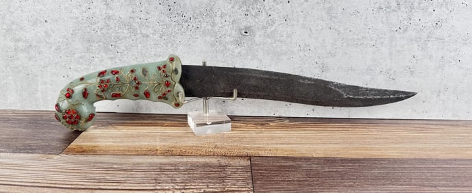 Antique Islamic Mughal Persian Jade Handle Dagger