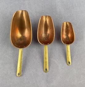 French Copper Graduated Scoop Set