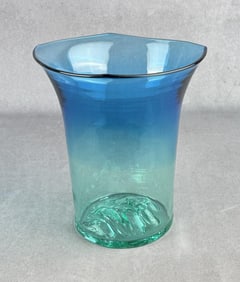 Don Shepard Blenko Glass Big Sky Blue Vase