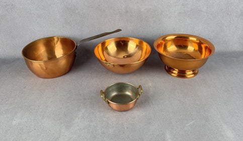 Group of Copper Kitchen Cooking Articles