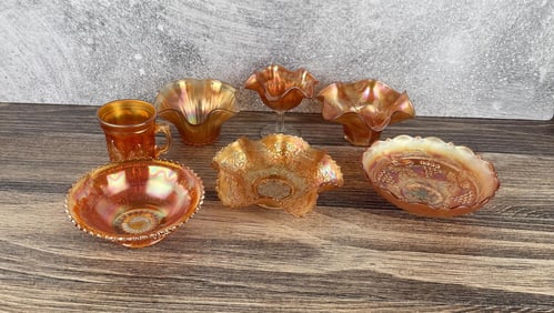 Collection of Antique Marigold Carnival Glass