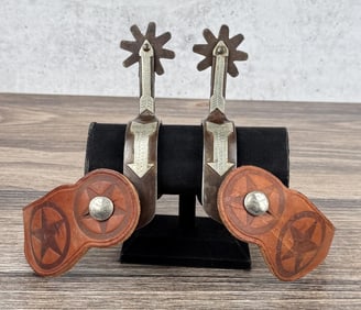 Gene Rogers Silver Overlay Arrow Cowboy Spurs