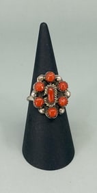 Zuni Petit Point Sterling Coral Ring