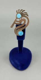 Navajo Sterling Silver Turquoise Kokopelli Brooch