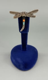 Zuni Sterling Silver Inlaid Dragonfly Brooch