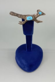 Navajo Sterling Silver Roadrunner Brooch