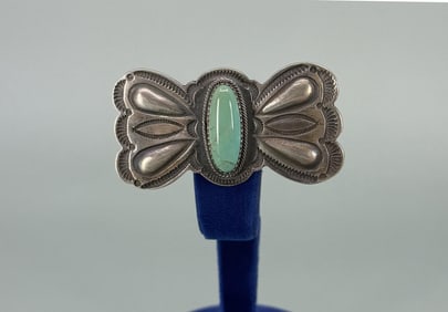 Navajo Sterling Silver Turquoise Bowtie Brooch