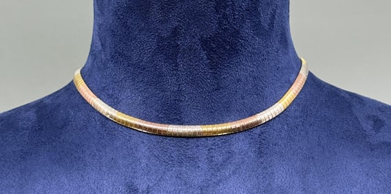 Tri Color Sterling Silver Chain Necklace