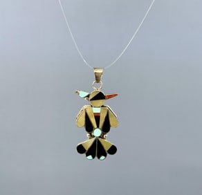 Allison Dishta Zuni Sterling Thunderbird Pendant