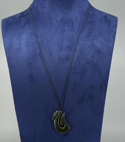 Maori Polynesian Jade Fish Hook Necklace