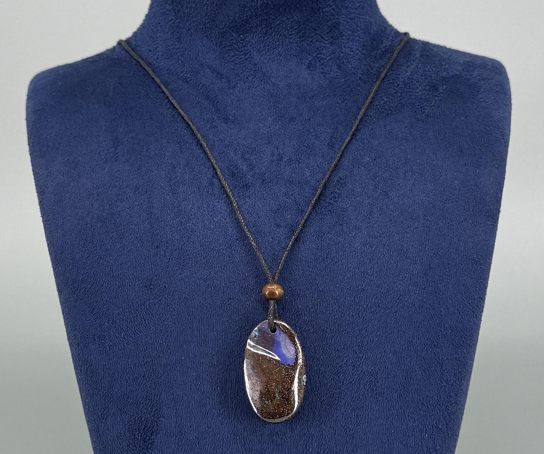 Australian Boulder Opal Necklace: 11 1/4" long closed.