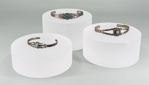 Old Pawn Navajo Sterling Turquoise Bracelets