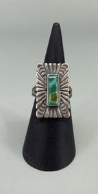 Old Pawn Navajo Sterling Silver Turquoise Ring