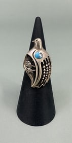 Navajo Sterling Silver Turquoise Quail Ring