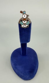 Zuni Sterling Silver Inlaid Thunderbird Brooch