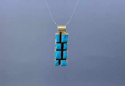Zuni Sterling Silver Turquoise Pendant