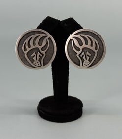 Hopi Sterling Silver Bear Paw Earrings