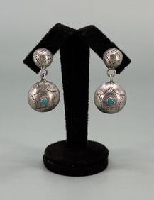Navajo Sterling Silver Button Pearl Earrings