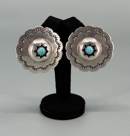 Zuni Sterling Silver Turquoise Earrings