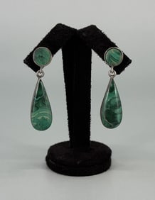Navajo Sterling Silver Malachite Earrings