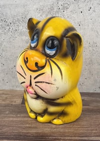 Mid Century Anthropomorphic Chalkware Tiger Bank