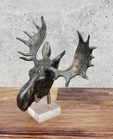 Cast Moose Head Paperweight