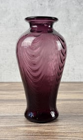 Fenton Glass Purple Draped Feather Vase MMA