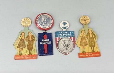 Fight Infantile Paralysis Tin Pins Badges