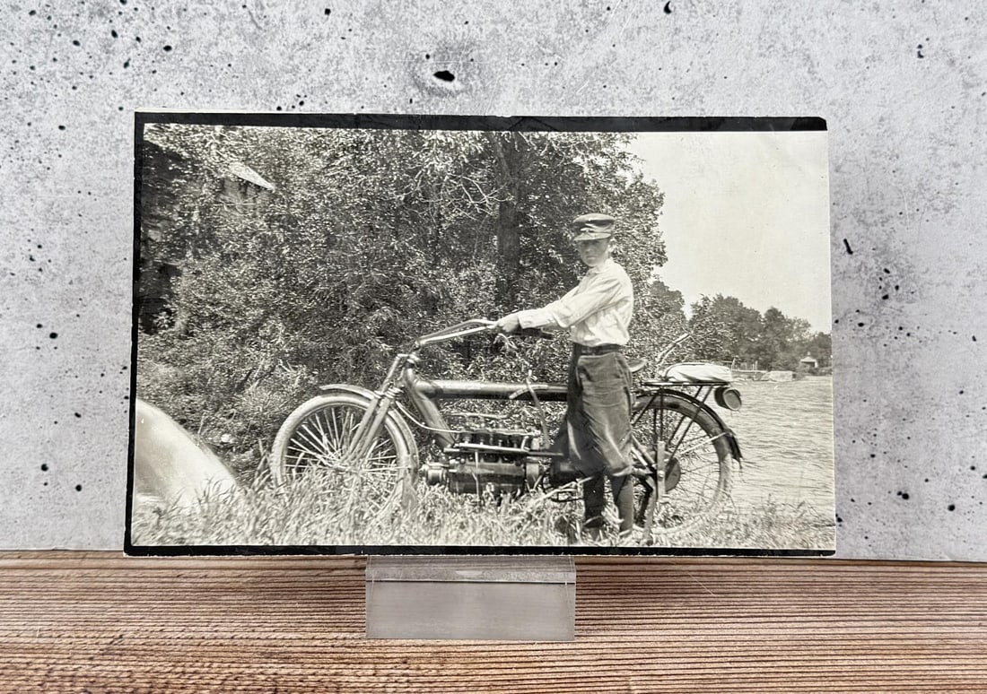 1911 Pierce Four Motorcycle RPPC Postcard (1 of 3)