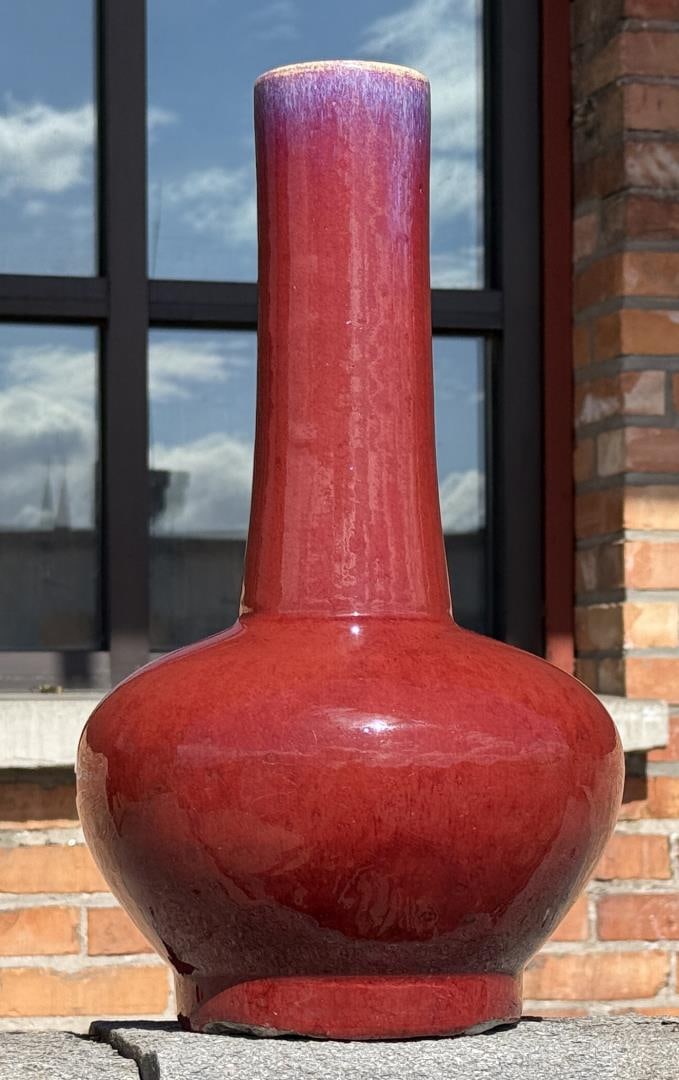 Signed Chinese Sang De Boeuf Oxblood Bottle Vase (1 of 11)