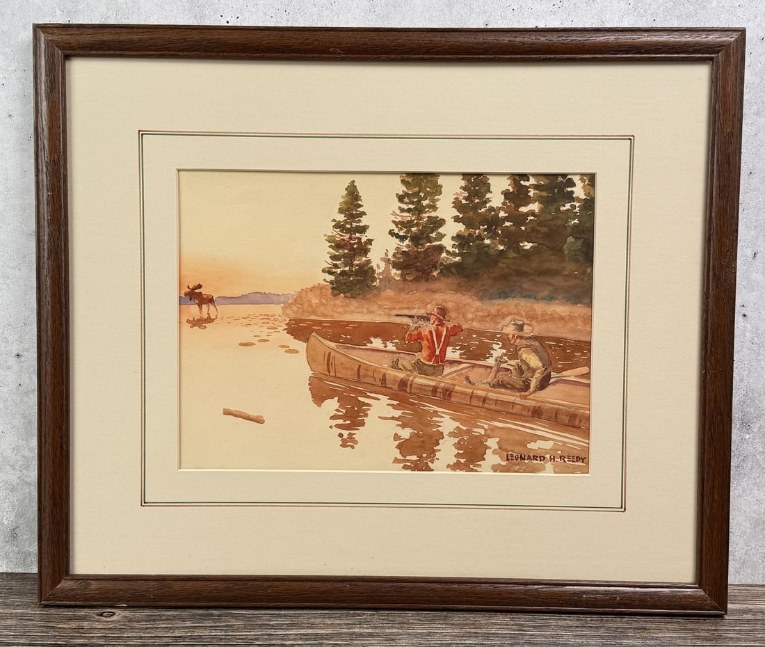 Leonard Reedy The Moose Hunter Watercolor Painting (1 of 4)