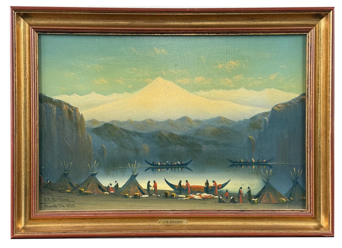 James Everett Stuart Alaska Indian Camp Painting (1 of 6)