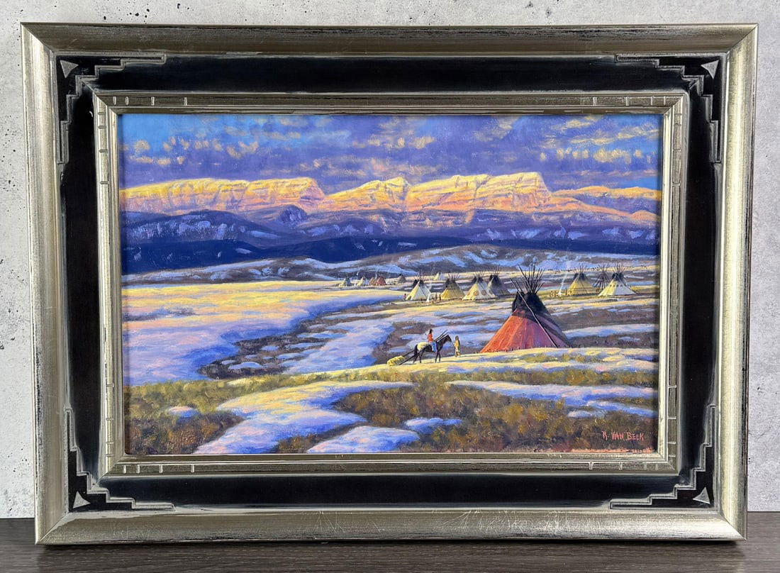Randy Van Beek Indian Camp Oil Painting (1 of 4)