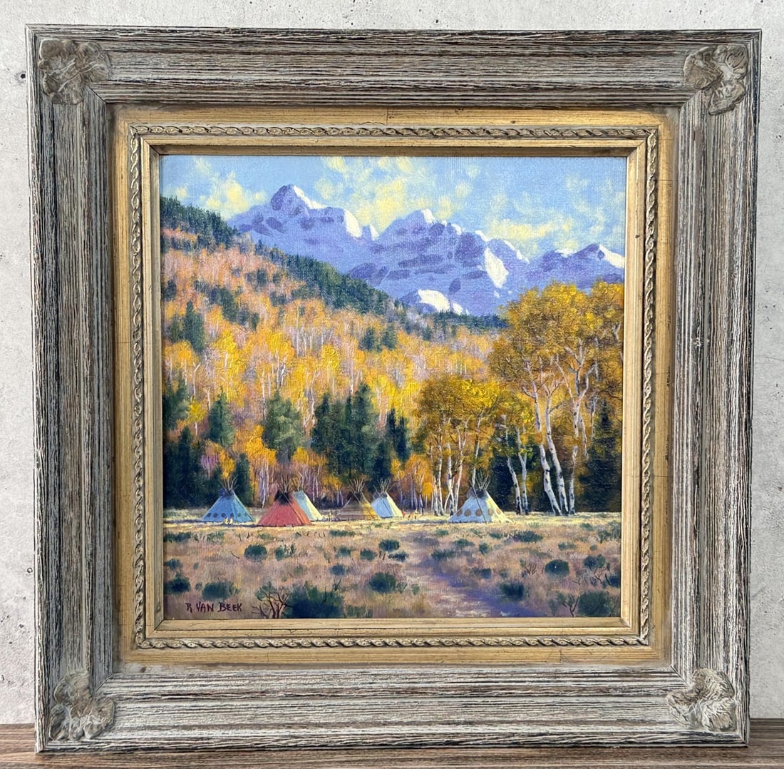 Randy Van Beek Indian Camp Oil Painting (1 of 4)