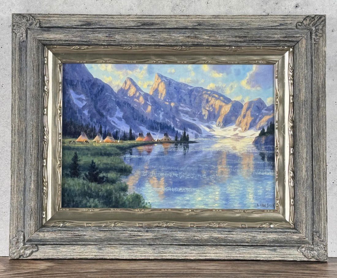 Randy Van Beek Indian Camp Oil Painting (1 of 4)