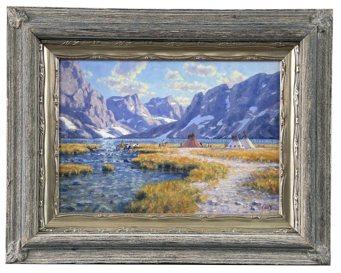 Randy Van Beek Indian Camp Oil Painting (1 of 4)