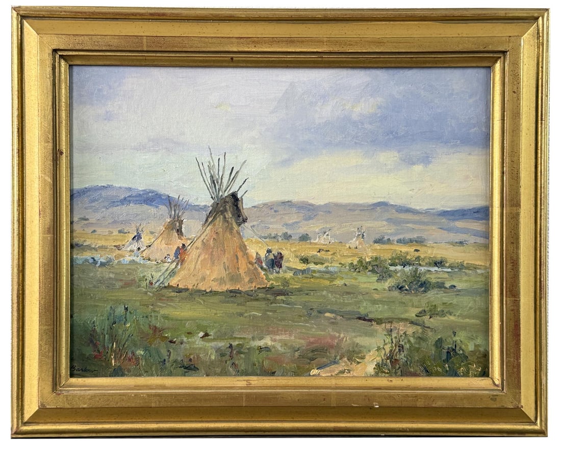 Bob Barlow Summer Indian Camp Oil Painting (1 of 5)