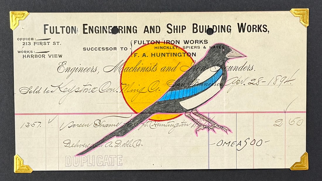 Lyle Omeasoo Blackfeet Montana Ledger Painting: Title is Morning Magpie. 4 1/2" by 8 1/2" Lyle Omeasoo, was born on the Blackfeet Reservation in Montana. He is of the Blackfeet and Cree tribes. His children inspire him to paint and to be a good rol