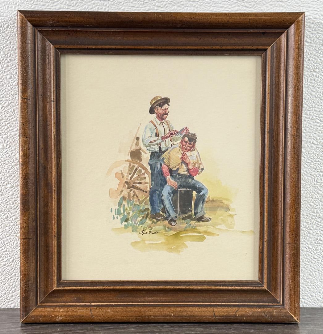 Gary Schildt Montana Barber Watercolor Painting (1 of 5)