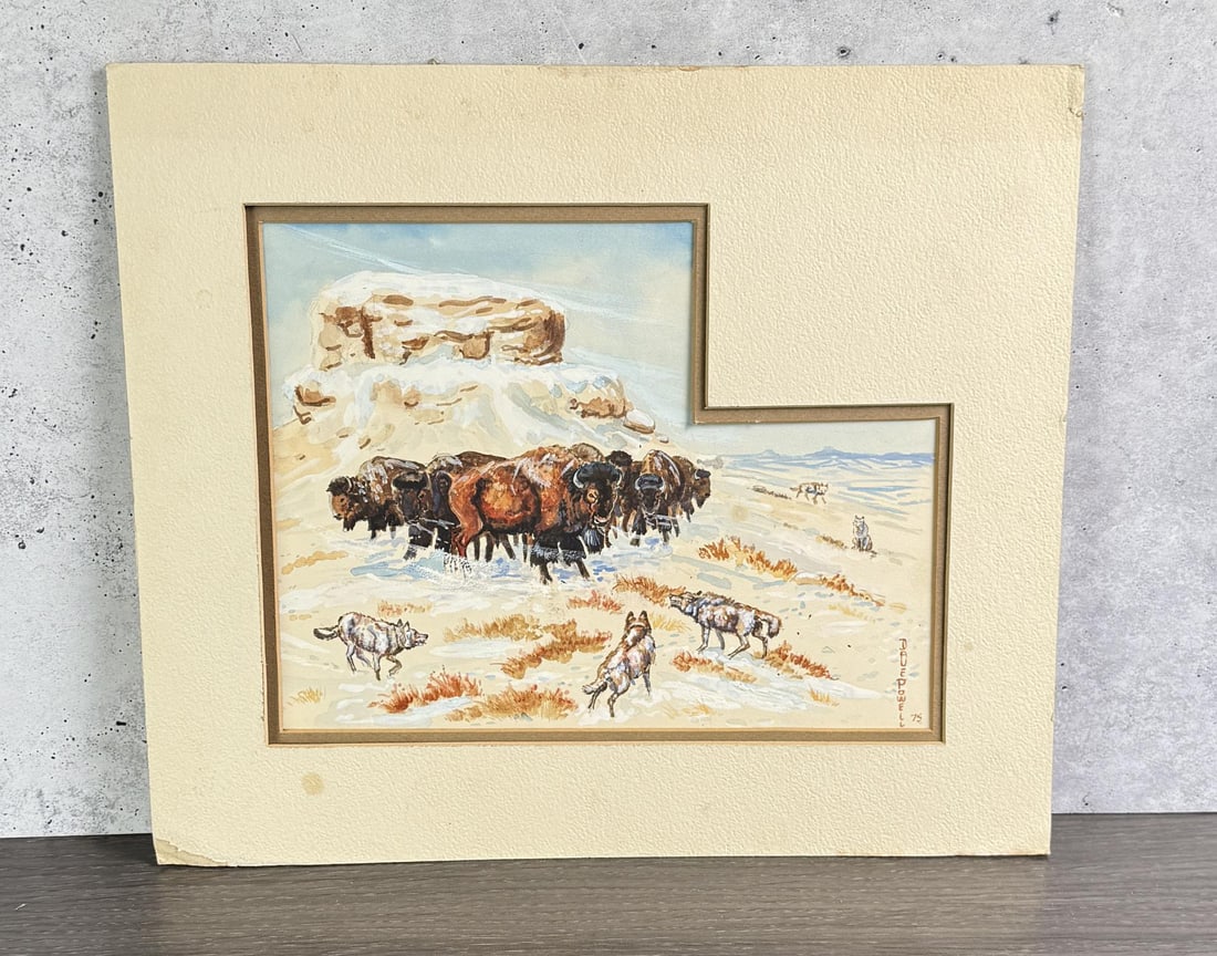 Dave Powell Montana Buffalo Watercolor Painting (1 of 4)