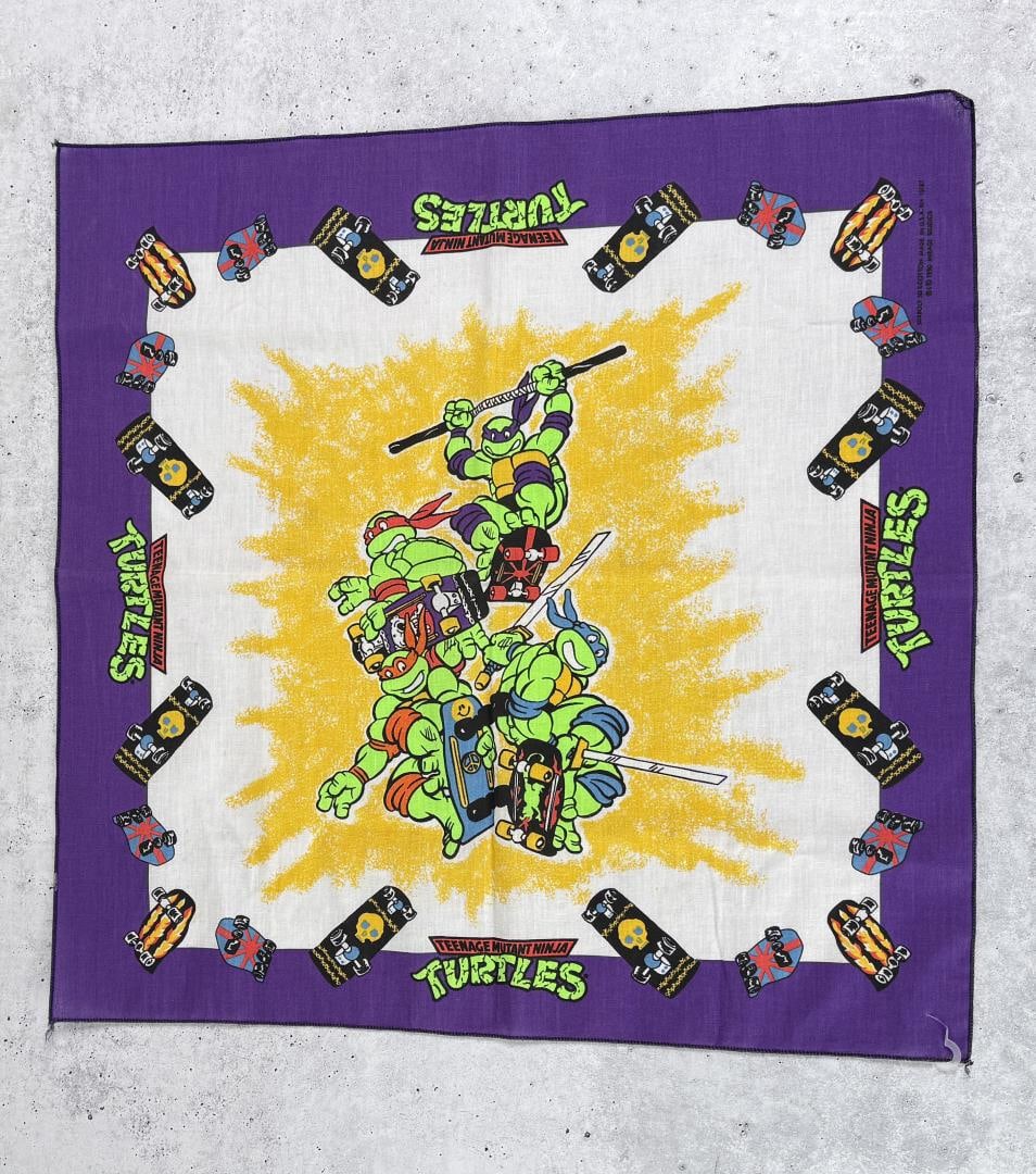 Vintage Teenage Mutant Ninja Turtles Handkerchief: 21 1/4" by 21 1/4"