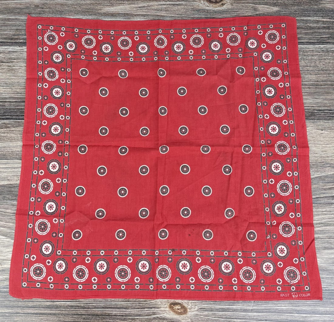 Antique Cowboy Fast Color Bandana Handkerchief: Elephant. 22" by 22"
