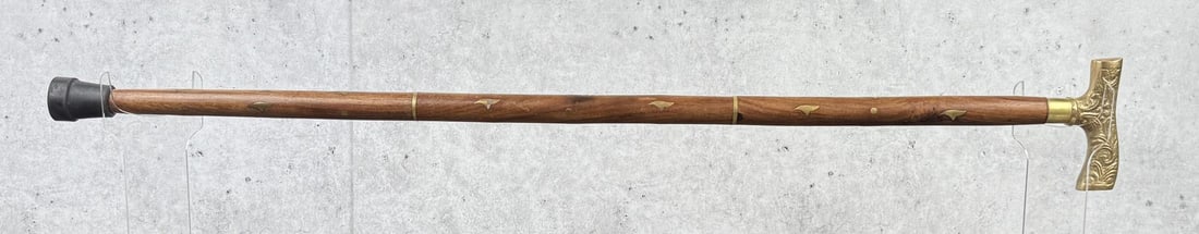 Brass Folding Collapsible Cane Walking Stick: 35 1/2" long.
